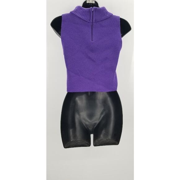 Vintage Laura Gayle Dickie Crop sweater Cowl Turtle Neck Blue Sleeveless Medium - Picture 2 of 4